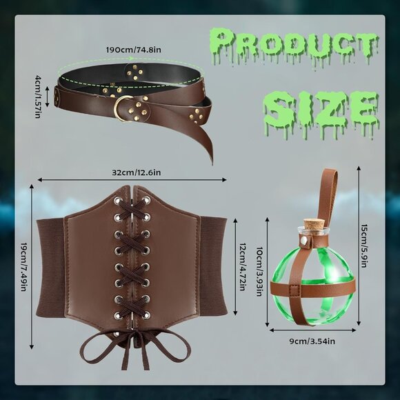 Leather Potion Belt with Bottle Medieval Viking Ren Fair Costume Accessory - Picture 2 of 7